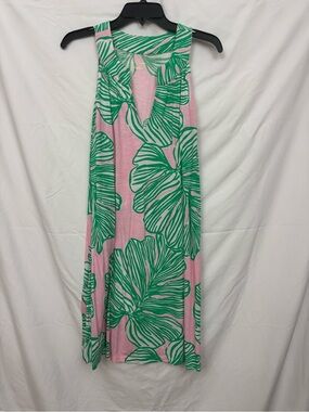 Lilly Pulitzer Pink Maxi Dress with Green Tropical Print